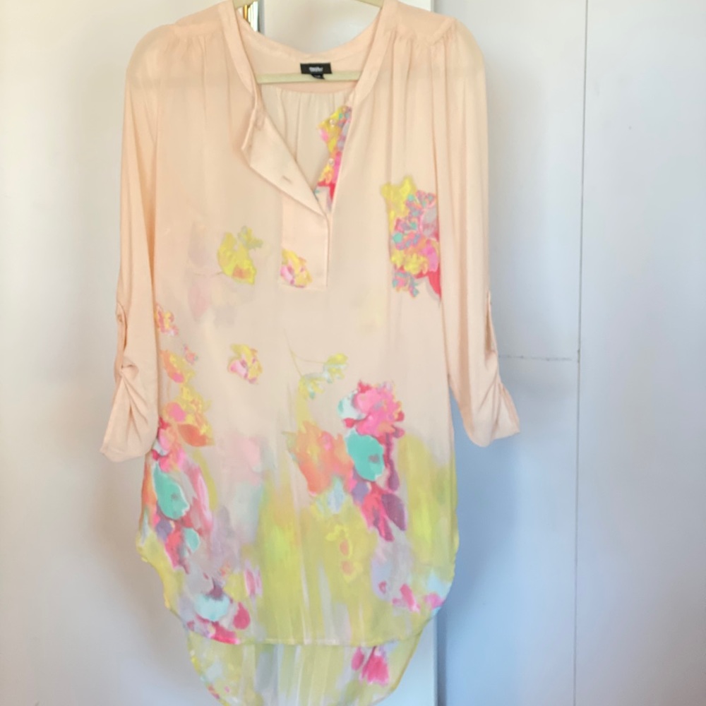 Sheer Floral Oversized Springtime Top Mossimo M